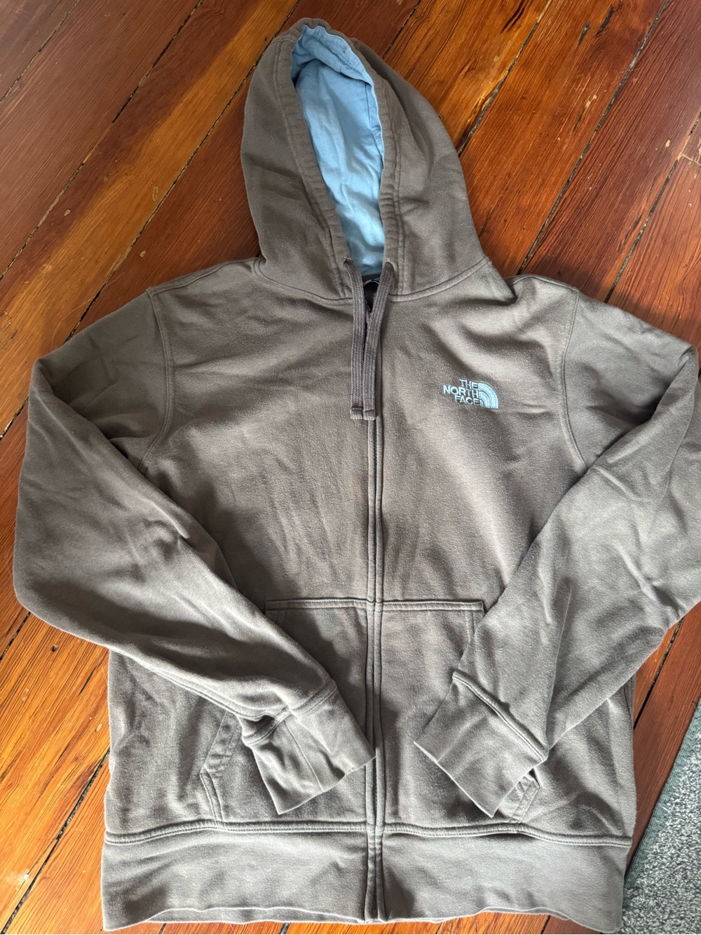 The North Face Brown Sweatshirt with Light Blue Logo